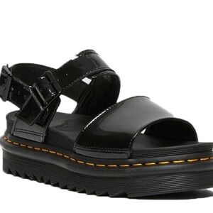 Dr. Martens Voss Black Patent Platform Sandals Like New Size 9